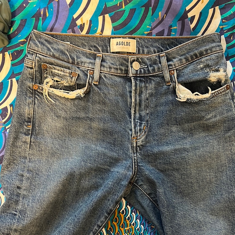 Agolde Toni Midrise straight leg cropped jeans